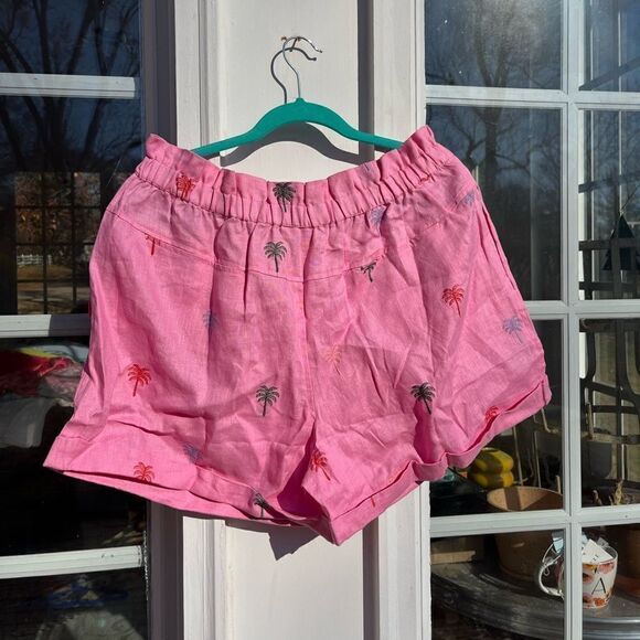 Anthropologie FARM Rio Palm Tree Embroidered Linen Shorts NWT - Picture 6 of 9